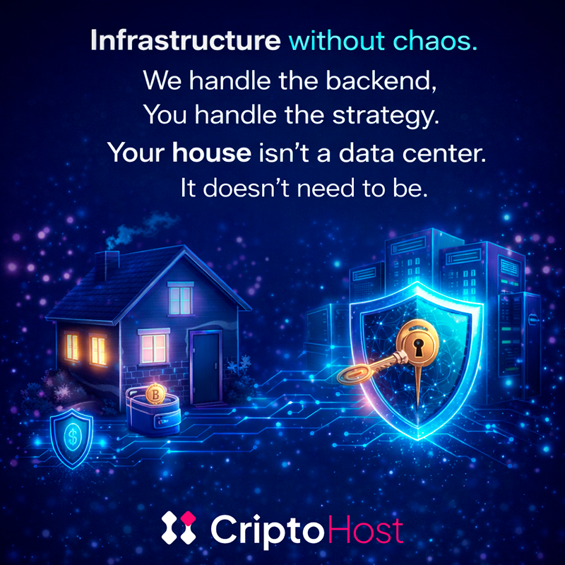 cripto_host's tweet photo. Infrastructure without chaos.

We handle the backend.

You handle the strategy.

Your house isn't a data center.

It doesn't need to be.
Explore → https://t.co/zuMHPuEklJ https://t.co/Fk5z32vL7D