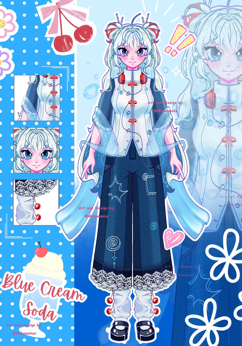 mikumonaa's tweet photo. heard summer time is close so i am here to offer you with a super cool blue cream soda... wha? it got turned into VTuber?  💙🥤

Oh welp... ADOPTABLE IT IS 
AU: $50  

#adoptable #vtuber https://t.co/EHWQQl4CjL