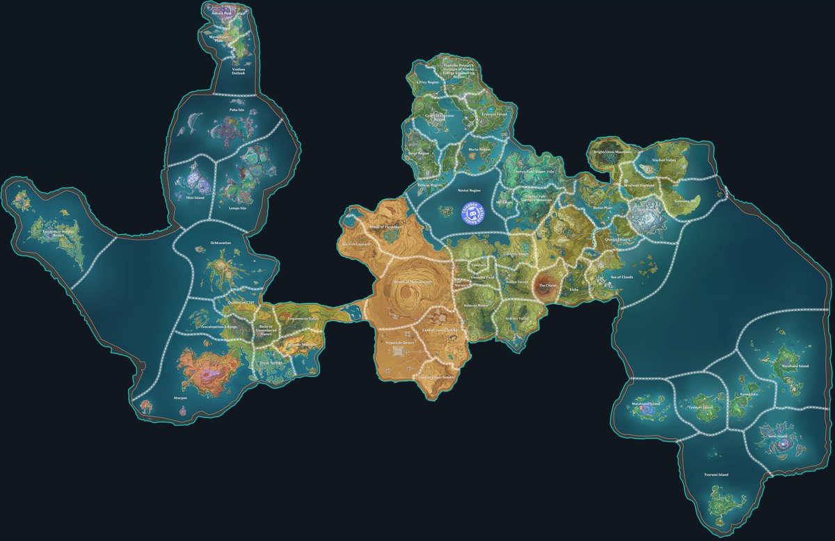Kachina_COE's tweet photo. 🪨 Here's a map of Teyvat as of 6.4 if anyone needs it! I had a few people ask me for one so here you go! https://t.co/03FWGkAM8f