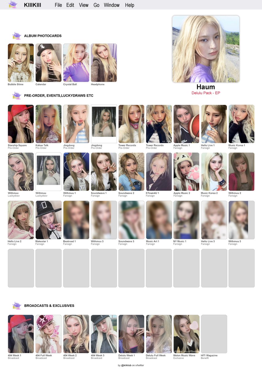 🧢 kiiikiii delulu pack all photocards template 03.17.2026 updated