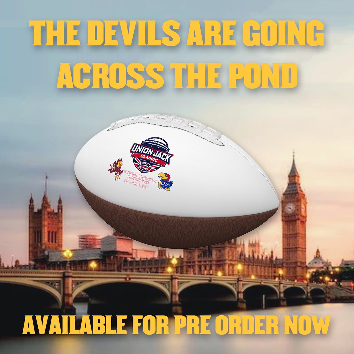 CactusSportsAZ's tweet image. From Tempe to London 🌵➡️ 🇬🇧
Rep the Devils overseas with this exclusive Union Jack Classic Commemorative Football by Logo Brands. Available now for pre-order.
🏈 Limited stock 📦 Arriving late May / early June
Don’t miss out. Think Local. Buy Local. Be Local.

 #asu #millave