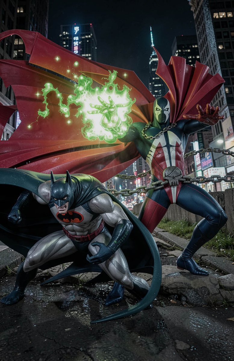 CustomsHunter's tweet image. Batman Spawn: War Devil (1994) 
Gemini 3.1 / Flux-2-max / Seedream-4.5 

Art by Klaus Janson

#hunter_r_customs #spawnfanart #AI_Spawn #spawniverse
