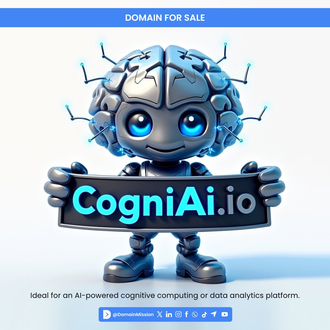 DomainMission's tweet photo. https://t.co/vheM9Ksm4S 🤖📈
The ideal domain for AI-powered cognitive computing and advanced data analytics 📊 platforms.
#ai
#aitools
#branding
#aIstartups
#dataAnalytics
#machineLearning
#cognitivecomputing https://t.co/vuvBuq3Y2i