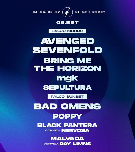 tracklist's tweet photo. 🚨 Novidades no line-up do Rock in Rio 2026:

» 4/9: Rise Against, The Hives, Nova Twins, Detonautas

» 5/9: Machine Gun Kelly, Bad Omens, Sepultura, Black Pantera https://t.co/KsIwFthlO2