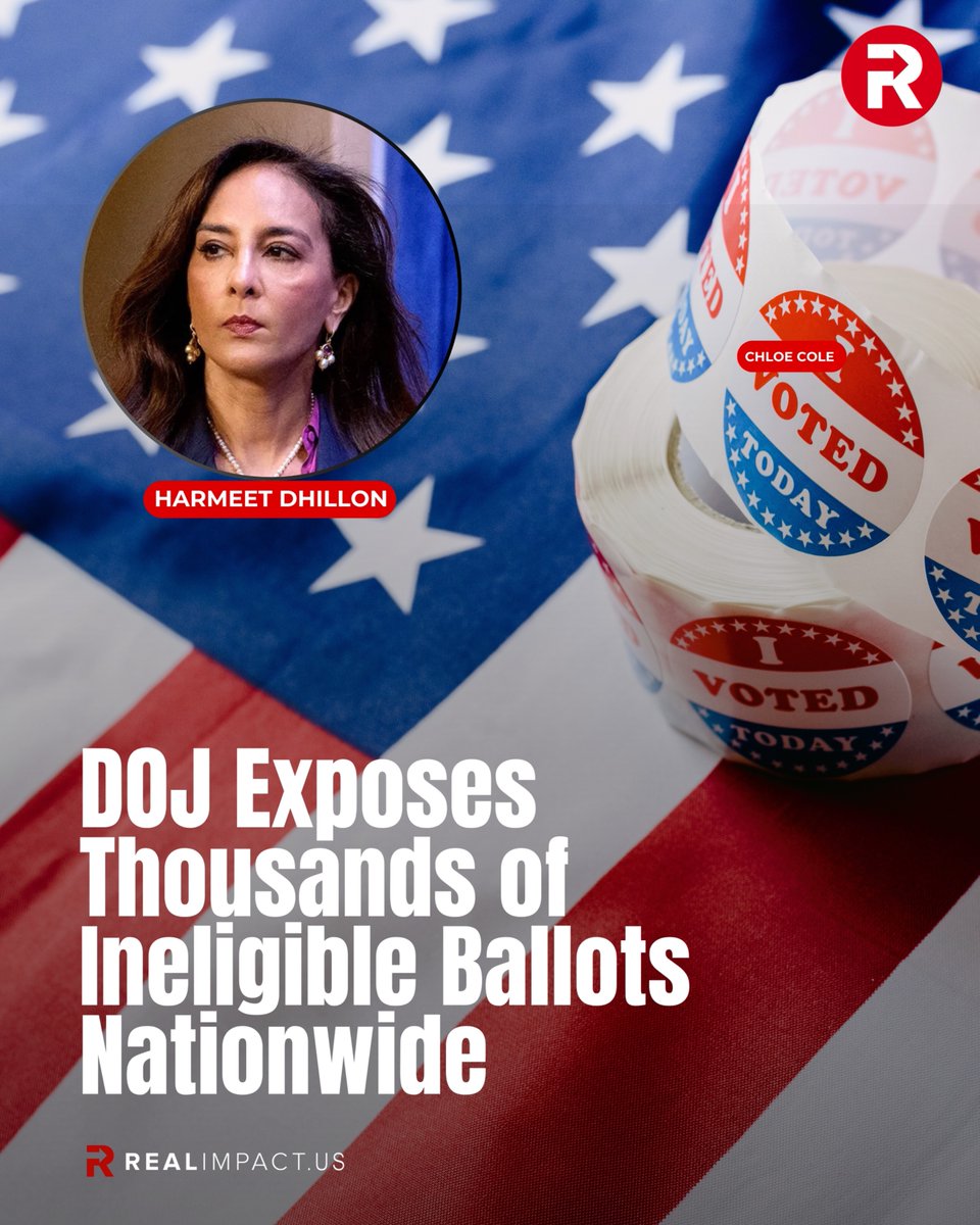 On Tuesday, United States Assistant Attorney General for the Civil Rights Division Harmeet Dhillon, speaking with the Newsmax network's Bianca de la Garza, described the results of a review of 50-60 million voter records. She claims that there are hundreds of thousands of