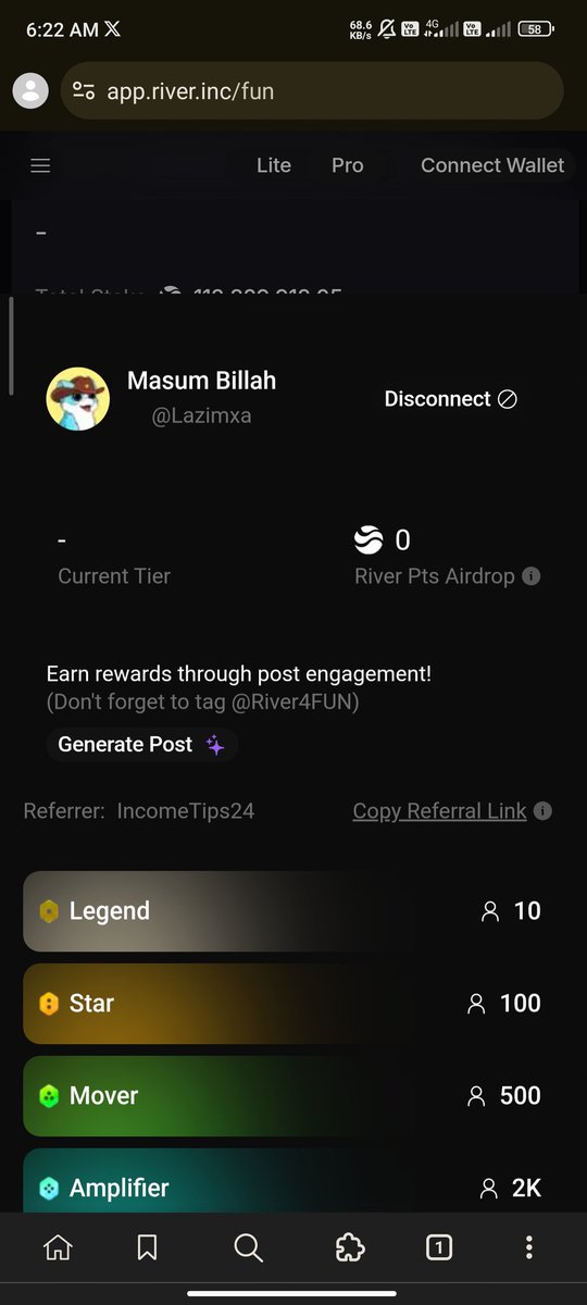 masum121mf's tweet photo. Good morning friends 🌅 

Season 4 from @RiverdotInc is almost over.
Around 13 days are left, so this final phase could matter for $RIVER followers.

Posting about RIVER can earn River Points and keep you active in the ecosystem,,,

You can also stake for 3, 6, 9, or 12 months.
A longer lock brings a higher multiplier and unlocks more $RIVER.

Through @River4fun,,, staking connects with vault coordination.
Collateral moves through the system, builds demand, and flows back into staking again.

APR still looks solid, but with the season ending soon, timing is important.

Season 4 is closing fast.
Anyone planning to join might not want to wait.
Let's go 
@RiverdotInc 
@River4fun