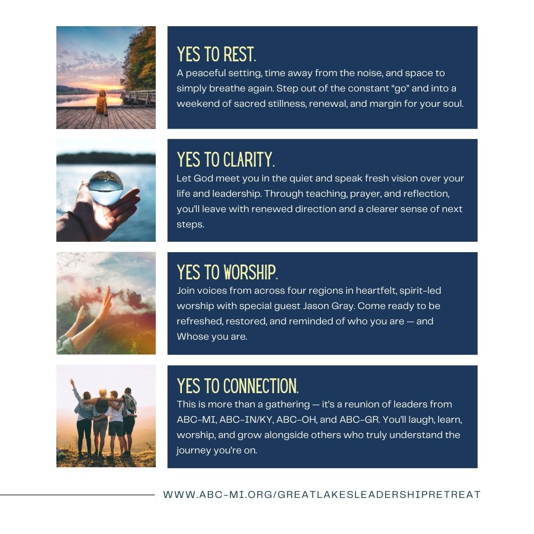 ABCofOhio's tweet photo. The retreat is just 5 weeks away.
Not sure if you should come?
Here’s your sign to say yes.

Yes to rest.
Yes to clarity.
Yes to worship. 
Yes to feeling connected again.

📅 April 20–22 | Cedar Lake Ministries
Register now: https://t.co/5R8wu5FV64 https://t.co/52uauu8hm9