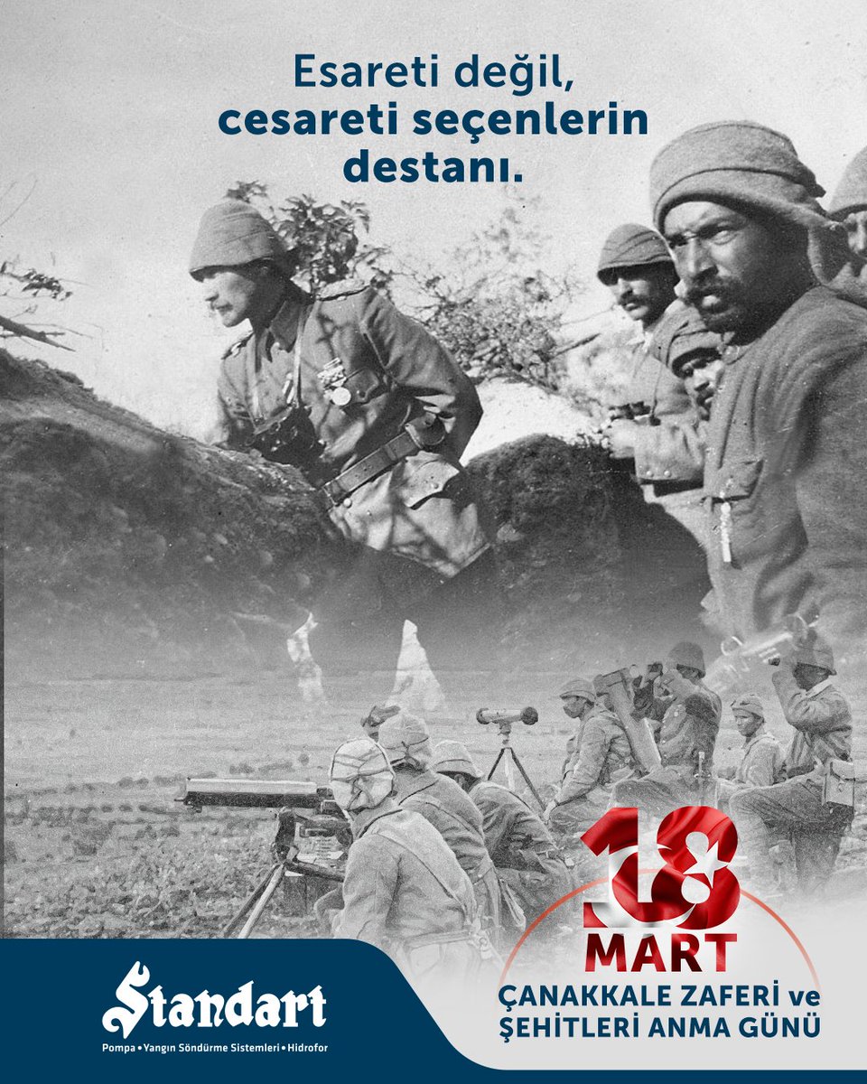 StandartPompaTr's tweet photo. Zaferimizin 111. senesinde; inançları ve cesaretleriyle tüm imkansızlıklara karşı zafer destanı yazan Gazi Mustafa Kemal Atatürk ve kahraman askerlerimizi saygı ve minnetle anıyoruz.

#18Mart #ÇanakkaleZaferi #ÇanakkaleGeçilmez https://t.co/IoArrIAVKS