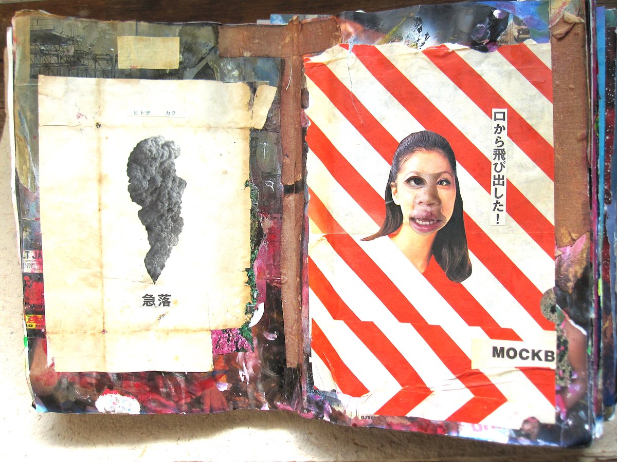kosuke_shiku's tweet image. 「画穢＝ええ」（制作中） Collage Book(unfinished)  #scrapbook 
#collage 
#art