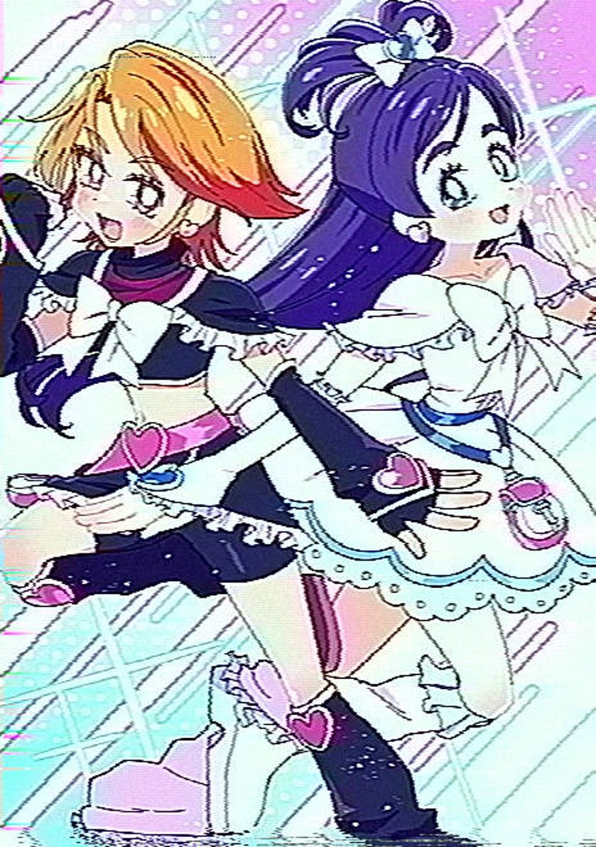 キュアブラック ,キュアホワイト ,美墨なぎさ ,雪城ほのか 「#HEISEI_VHS 馴染む〜って思ったけどもしかして私の絵柄が平成レトロって」|つぶらけいのイラスト