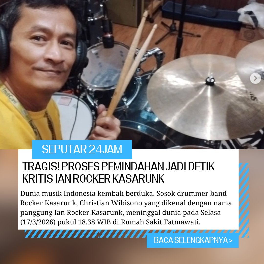 seputar24jamm's tweet photo. Ian Rocker Kasarunk Meninggal Dunia

Baca Selengkapnya : https://t.co/Hfz7wS7d7n

#zonauang #EmangKitaBeda #JustLIGHTThat #RESPECT_ENHYPENv https://t.co/GNDO6Wvl0f