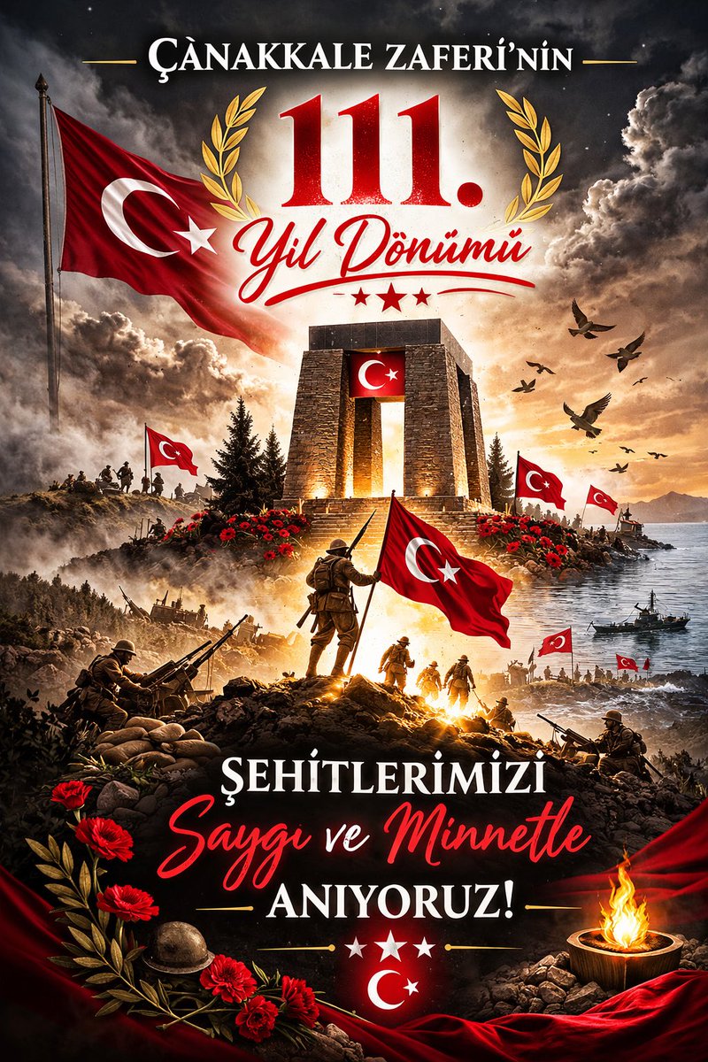 Bir hilal uğruna, ya Rab, ne güneşler batıyor! 🇹🇷
18 Mart Çanakkale Zaferi’nin 111’inci yıl dönümünde, Gazi Mustafa Kemal ATATÜRK ve silah arkadaşları başta olmak üzere tüm Şehitlerimizi rahmet, minnet ve saygıyla anıyoruz.
<a href="/bozyel_necdet/">Necdet Bozyel</a> <a href="/MuhlisGler3/">Muhlis Güler</a> <a href="/meb_dinogretimi/">MEB Din Öğretimi Genel Müdürlüğü</a> <a href="/HaskoyMem/">Hasköy İlçe MEM</a>