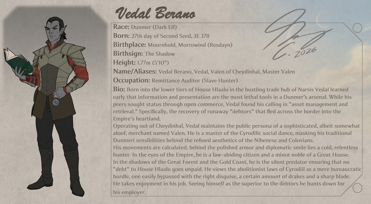 PickledGear's tweet image. The final 4 character cards are done :) Now to actually work on some quick short comics. #elderscrolls #elderscrollsfanart