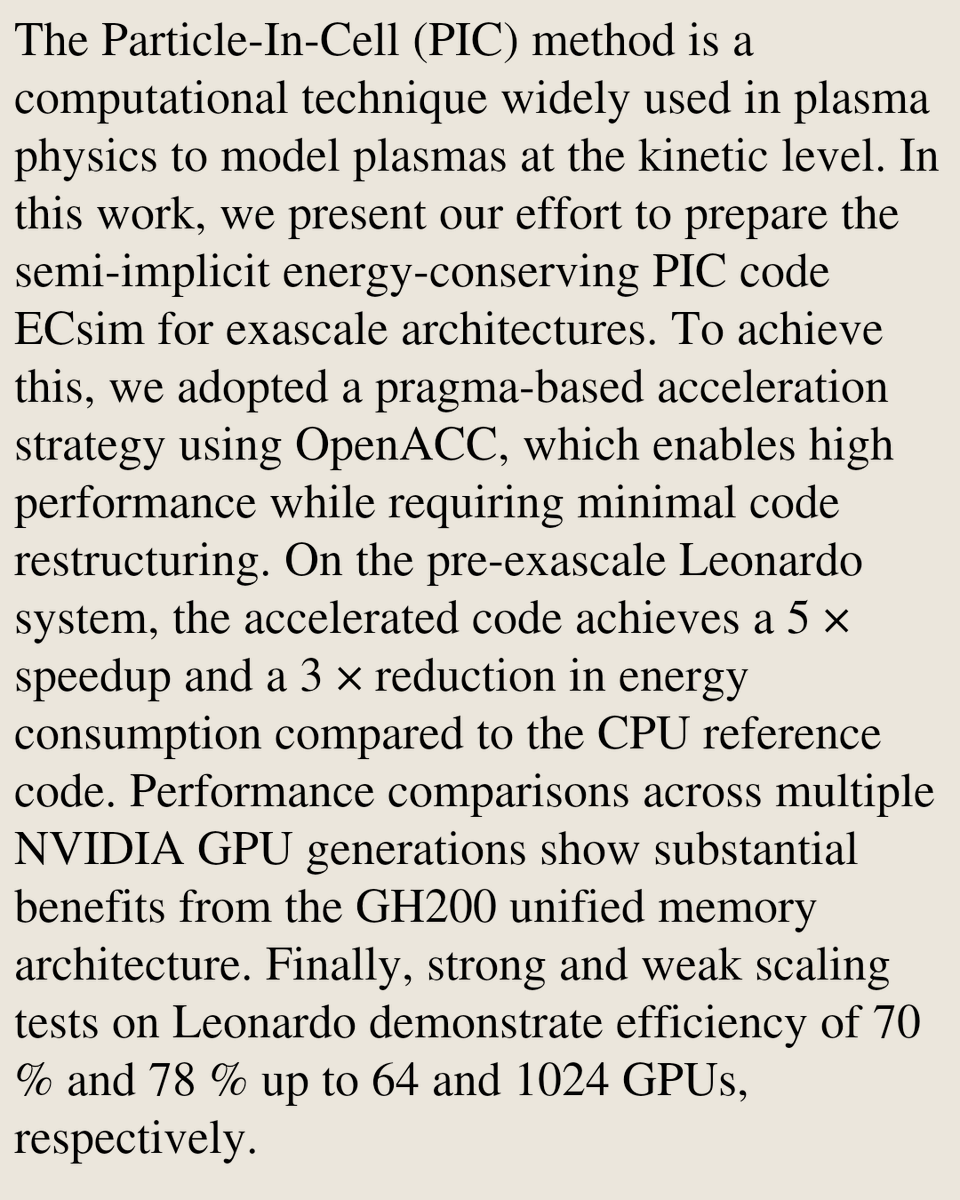 Accelerating the Particle-In-Cell code ECsim with OpenACC

Elisabetta Boella, Nitin Shukla, Filippo Spiga, Mozhgan Kabiri Chimeh, Matt Bettencourt, Maria Elena Innocenti
arxiv.org/abs/2603.16624 [𝚙𝚑𝚢𝚜𝚒𝚌𝚜.𝚙𝚕𝚊𝚜𝚖-𝚙𝚑 𝚌𝚜.𝙳𝙲]