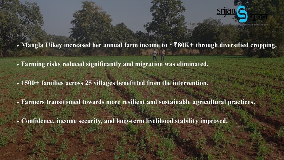 srijanofficial's tweet image. In Raipura, Mangla boosted income ~₹80K+, reduced risks &amp;amp; ended migration through crop diversification. Impacting 1500+ families across 25 villages with support from @MahindraRise &amp;amp; Mahindra Ltd under #Prerna–Krishi–Mitr. 

@anandmahindra 

#SRIJAN