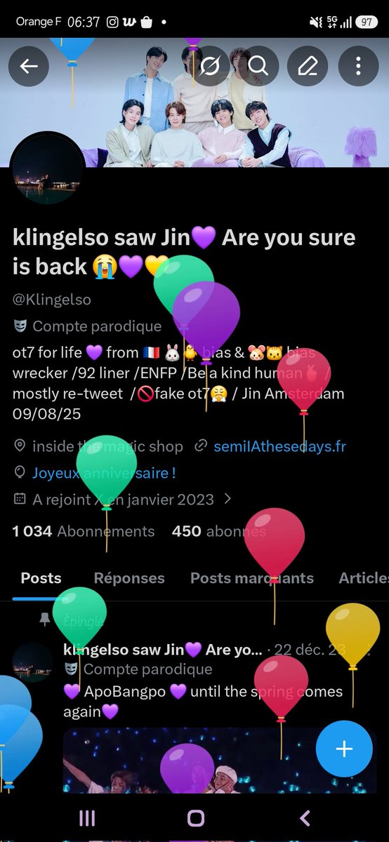 klingelso saw Jin💜 Are you sure is back 😭💜💛 tweet media