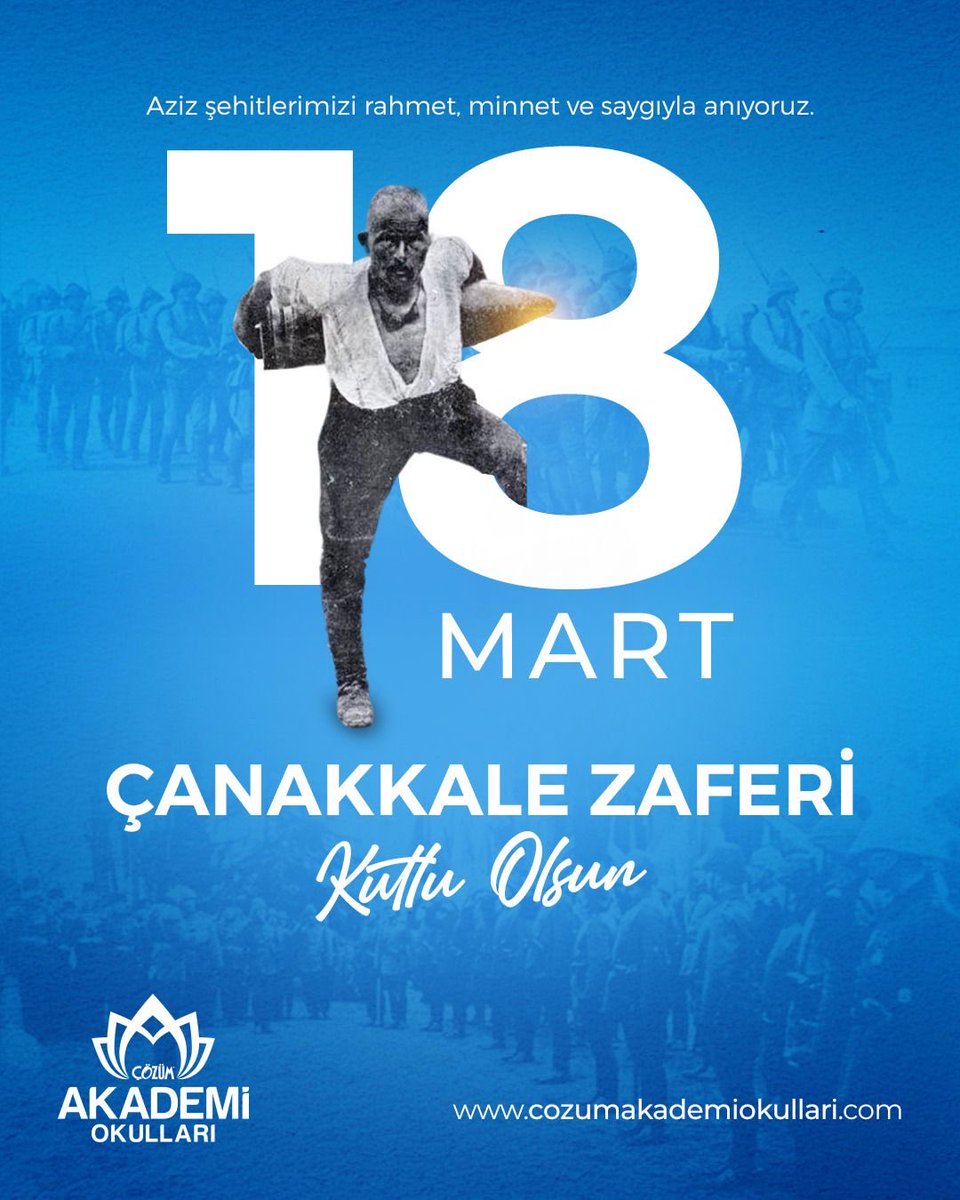 18 MART 1915
Çanakkale'de yazılan bağımsızlık destanı,
Her karışında fedakarlık saklı!

Tarihimizin en büyük kahramanlık destanlarından Çanakkale Zaferi'nin yıldönümünde; vatan uğruna canlarını feda eden kahraman ecdadımızı ve aziz şehitlerimizi saygı, minnet ve rahmetle anıyorz
