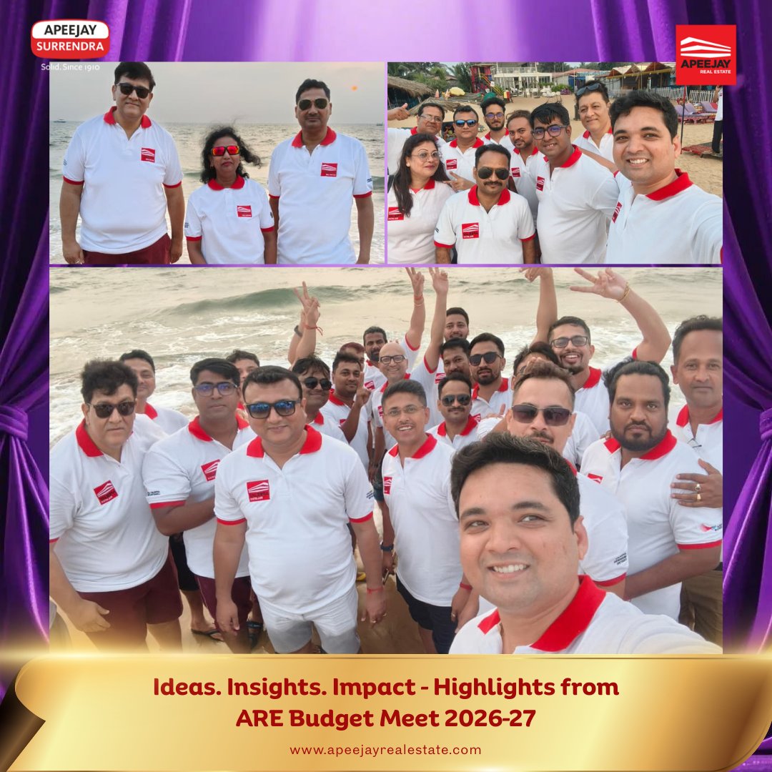 ApeejayRE's tweet photo. Apeejay Real Estate Budget Meet FY 2026–27 at Goa 🌴
Teams across Logistics, Commercial, Coworking &amp; E-commerce came together to align vision, drive growth &amp; shape the future 🚀
What’s your team’s key takeaway? 👇
 #BudgetMeet2026 #TeamApeejay #BusinessStrategy #GoaDiaries https://t.co/WcdZVe6YIq