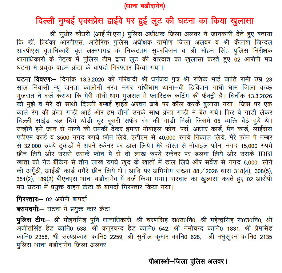 Alwar Police tweet media