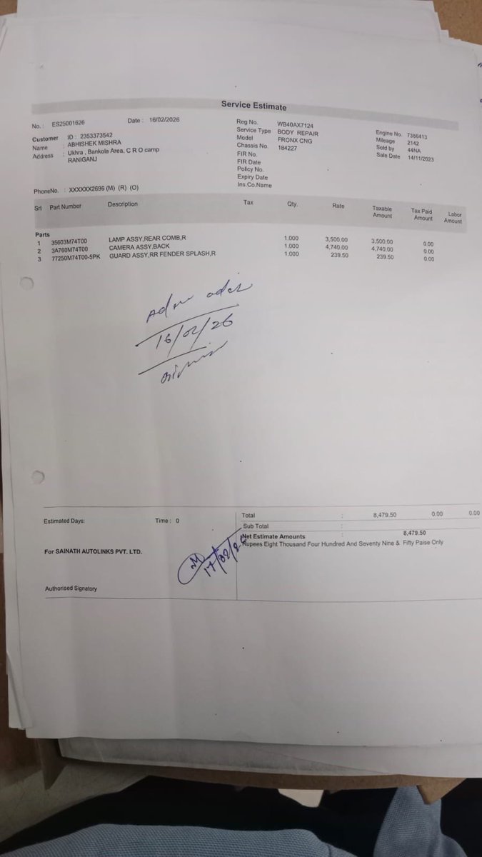 Abhishekinfofix's tweet image. Extremely frustrated with @MSArenaOfficial (SWG Car World, Faridpur). My car is stuck since Feb 16—over a MONTH—just for a simple taillight replacement! 😡
​No other issues, yet they’ve held my car for 30+ days. Unacceptable! @maruticorp #MarutiSuzuki #BadService