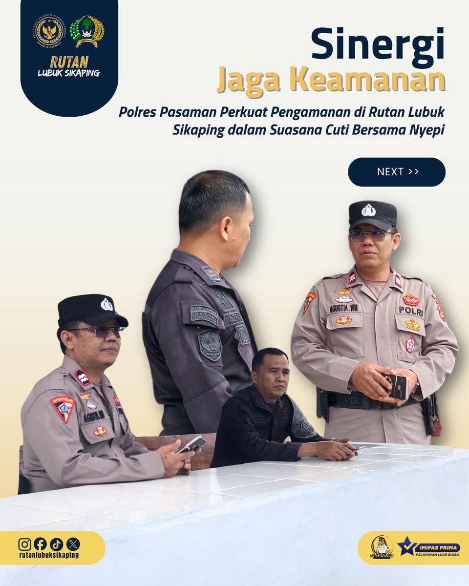 rutanlusika's tweet image. Rutan Kelas IIB Lubuk Sikaping menerima bantuan pengamanan dari Polres Pasaman pada Rabu (18/3/2026).

#kemenimipas #guardandguide #infoimipas #pemasyarakatan #imipasprima