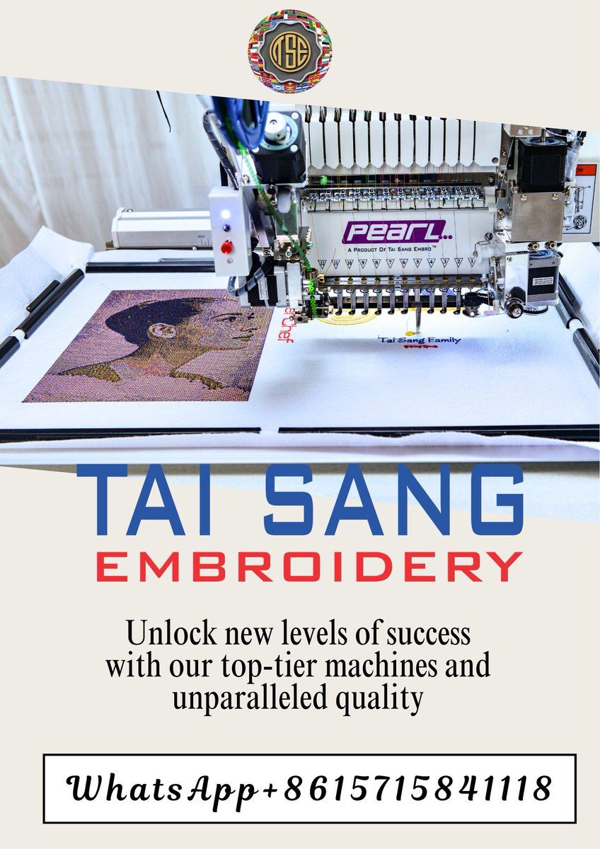 TaisangAE's tweet photo. Take your embroidery business to the next level! 🧵✨
With Tai Sang Embroidery Machines, enjoy unmatched quality, precision, and performance that help your creativity and business thrive.
🚀 Invest in your success today.
📩 https://t.co/GtkHRL6xxW
Celebrating 21th Anniversary! https://t.co/PwQV7coHBU