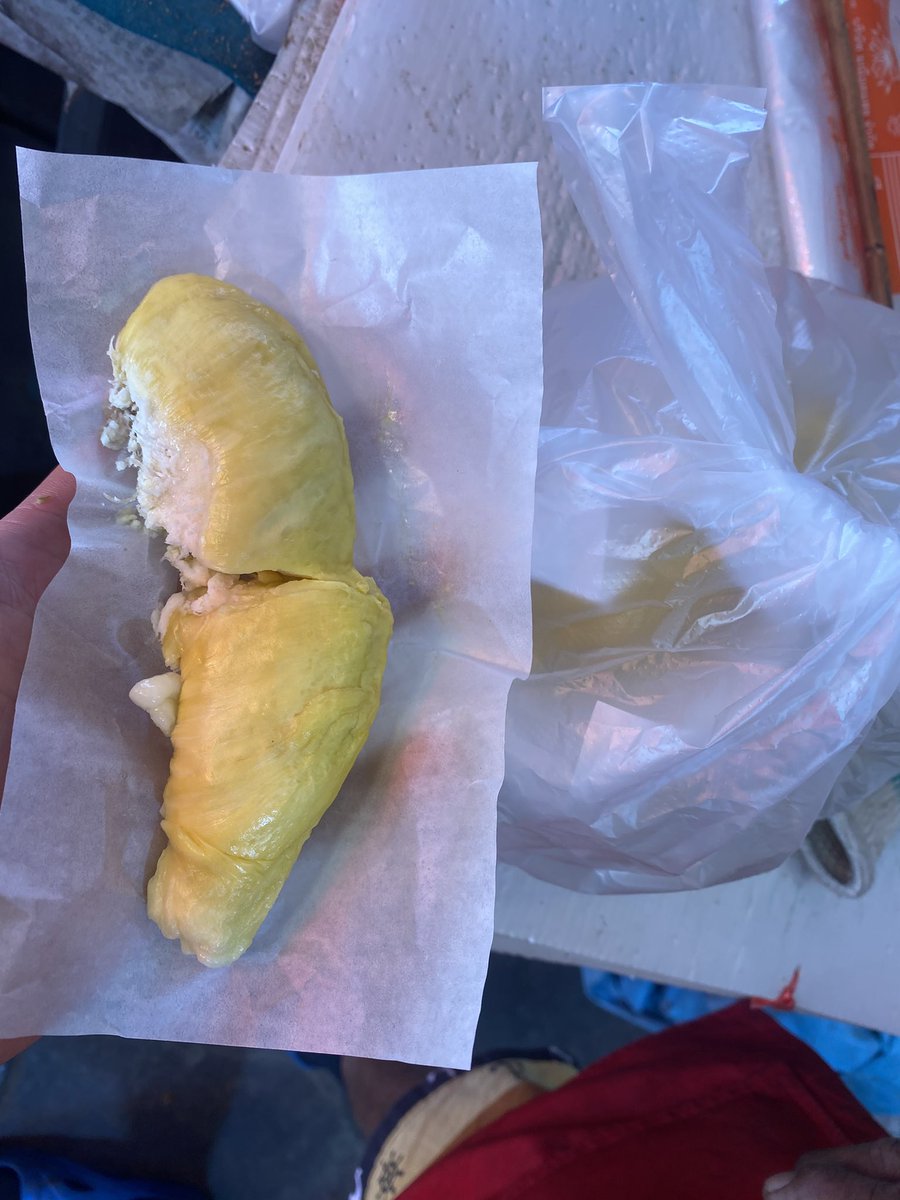 ヌングロンクン↑とプアンマニーとマヨンチット購入

剥きマヨンチットも購入

空港への帰り道に買ったポメロ（ソムオー）

クラドゥムトーンも購入

時期が限られるマヨンチットやポメロを食えて良かった。ドリアンは剥きたては特有の匂いが無く、素晴らしい美味さ