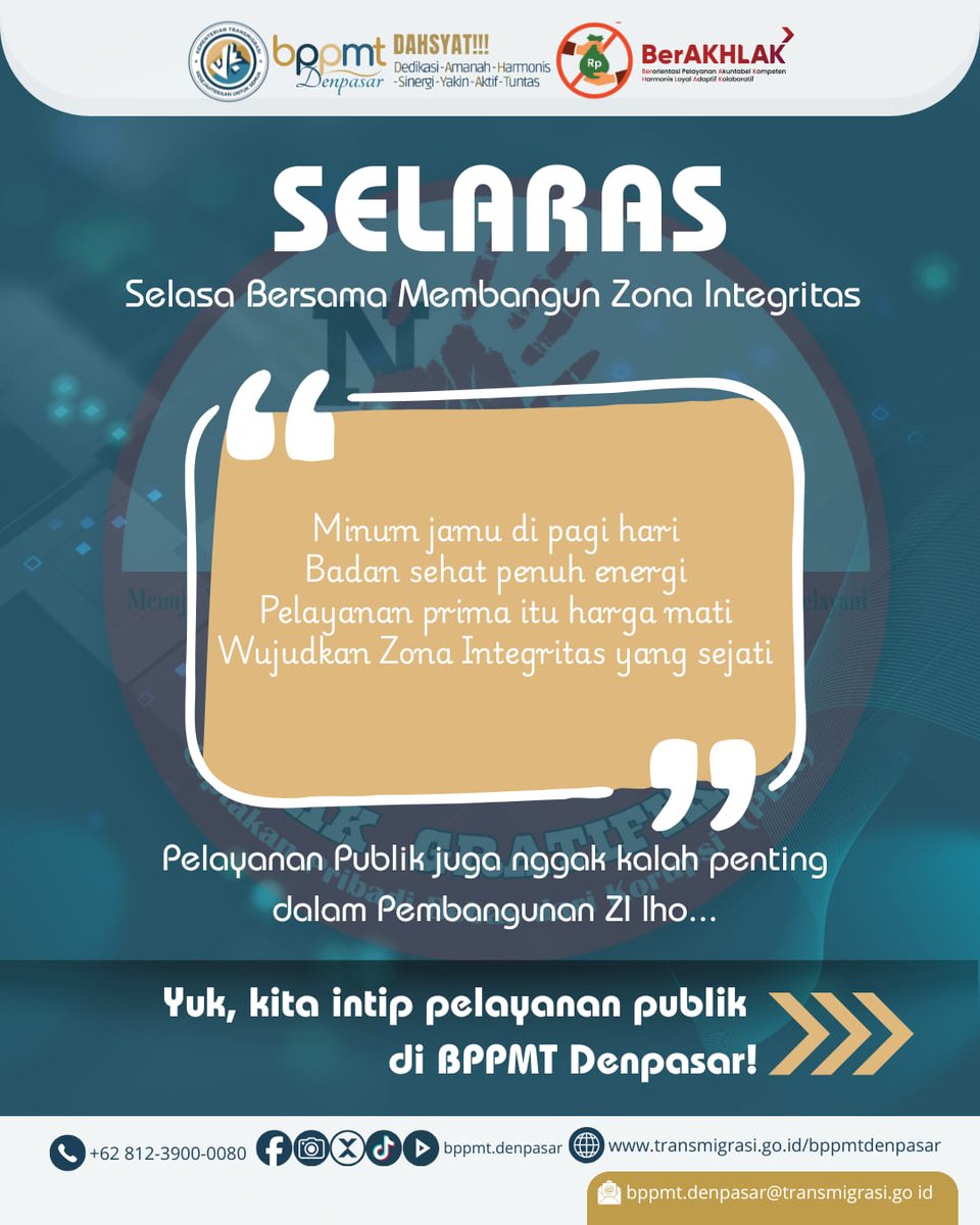 Tahu nggak kalau pelayanan publik itu perannya penting banget?

Di SELARAS (Selasa Bersama Membangun Zona Integritas) kali ini, kita mau kasih tahu kalau pelayanan itu bukan cuma rutinitas. Tapi jadi tolok ukur apakah birokrasi kita sudah berubah jadi lebih bersih.