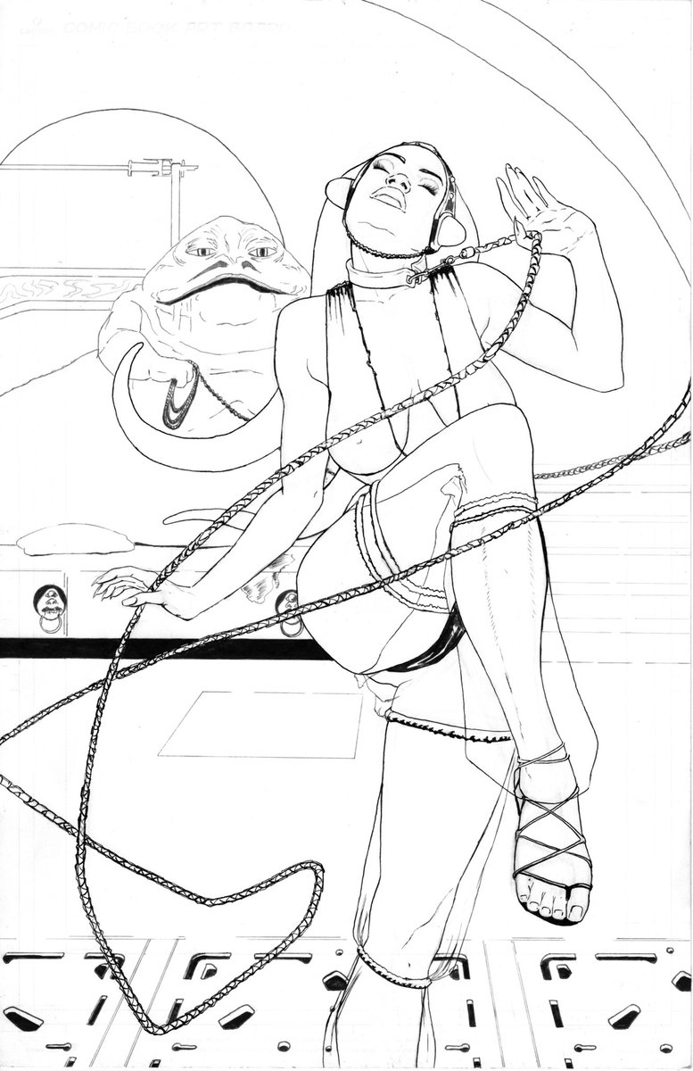 BranchBuzz_art's tweet photo. Ink version before coloring of the previous Oola drawing. I added the fishnet texture later during the coloring phase to try and avoid smudging ink when I went over it with marker https://t.co/WuFEiScsUk