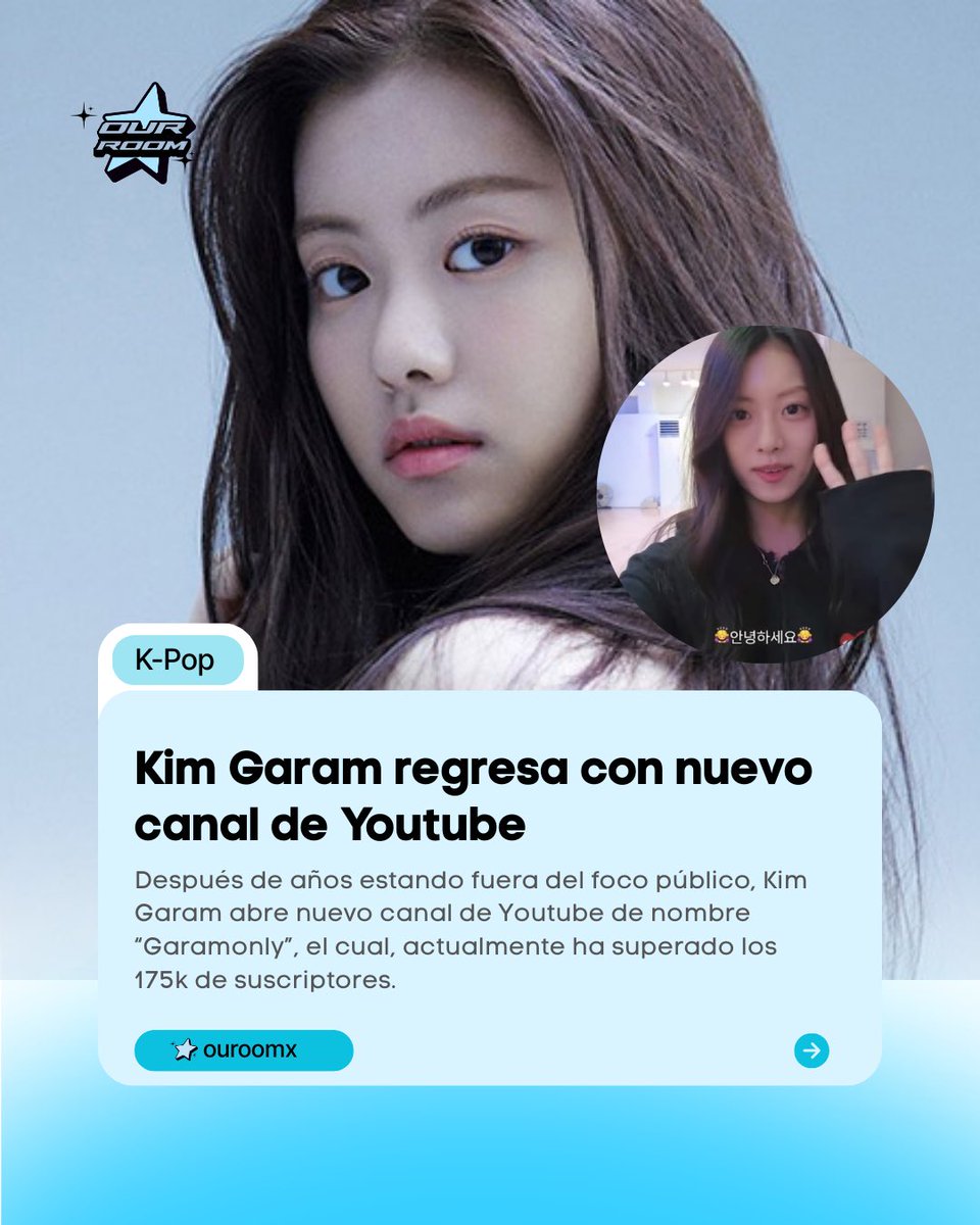 ouroomx's tweet photo. ¡Kim Garam reaparece con nuevo canal de YouTube!📸

Después de varios años estando fuera del ojo público, la ex idol vuelve para compartir vlogs de su vida diaria como estudiante👩‍💻. 

#kpop #kimgaram #coreadelsur #LESSERAFIM #ouroomx https://t.co/nS4GRmnyEX