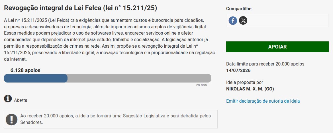 Se odeia censura, APOIE!
Link oficial pro site do Senado no meu fixado.