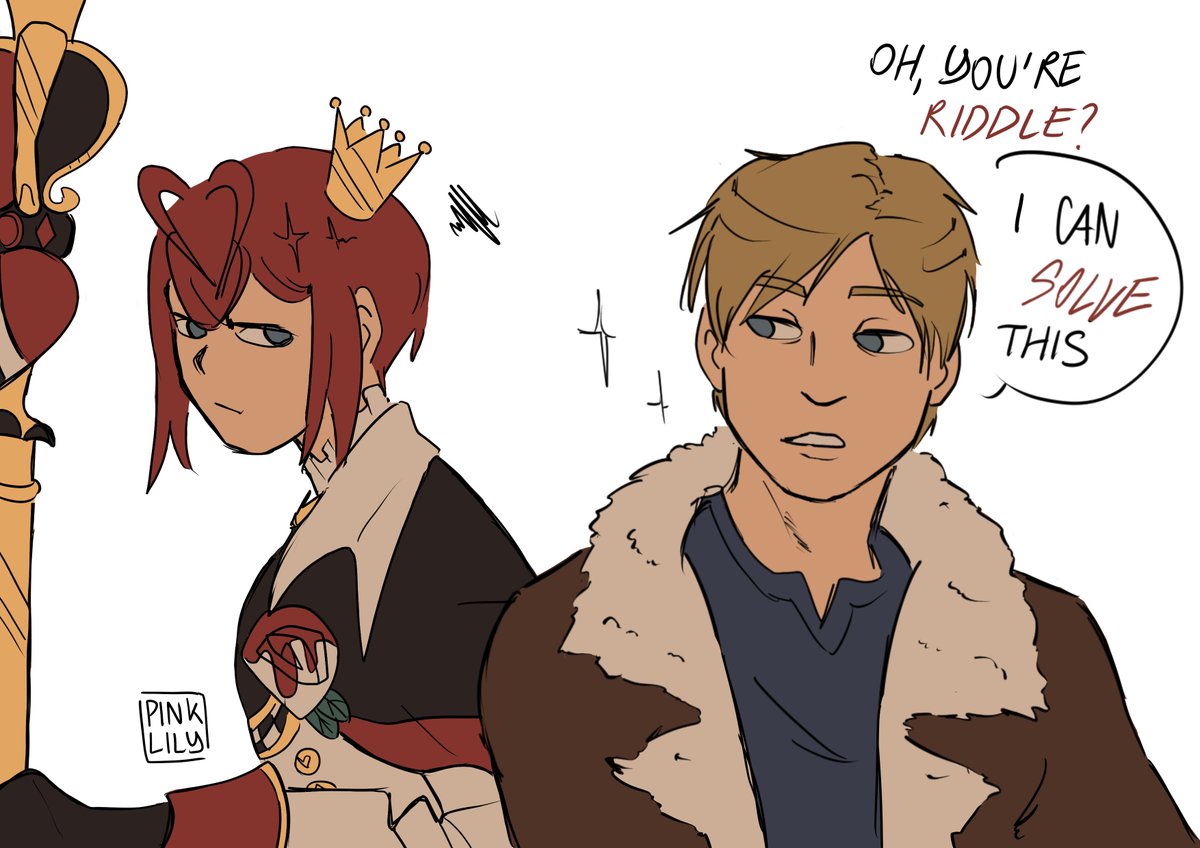 resident evil and twisted wonderland?

leon AND riddle???