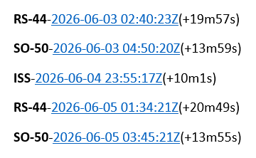 BorgersonS's tweet photo. W1AW/7 is coming to Oregon in early June. Excited to be on the calendar for satellite work on the following passes. - 73 KK7OVF 🛰️🌎
I'll post on https://t.co/PcdaqBHtsk when the time comes. https://t.co/TrFjMyuufi