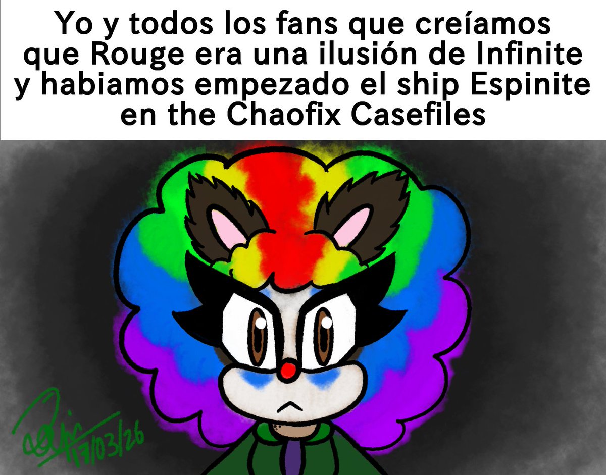 lasweasdeZayin's tweet photo. 🤡
En efecto.... soy yo...Pero me vale pito seguiré con la ship #Espinite alv
#infinitethejackal #EspioTheChameleon #rougethebat #thechaotixcasefiles https://t.co/nSIXRb1CKq