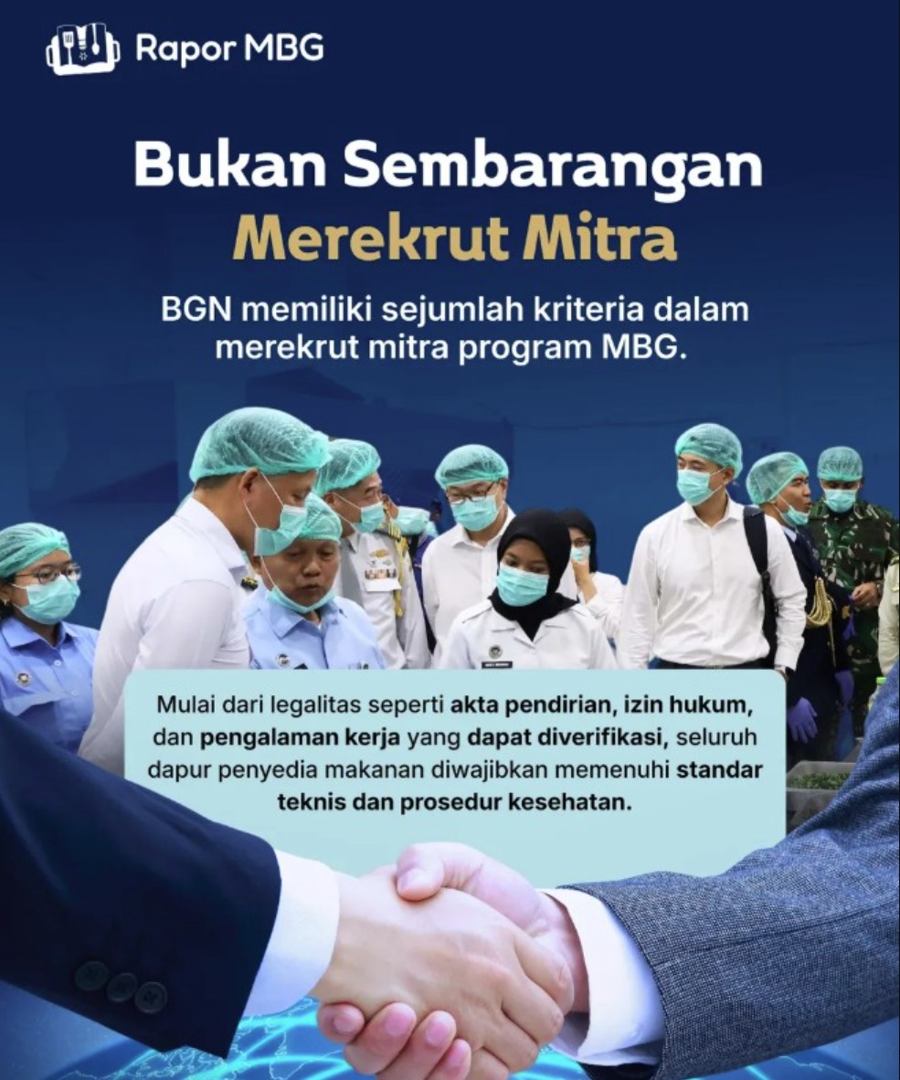 siputterbang62's tweet photo. BGN merekrut mitra sesuai kriteria untuk menjaga kualitas MBG https://t.co/6RPuPdYGEx