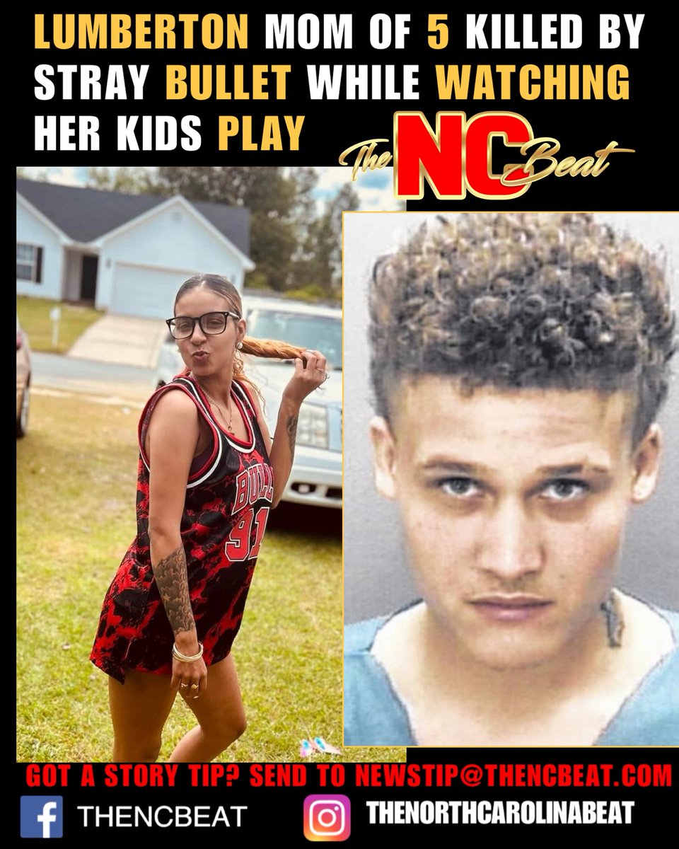 TheNCBeat's tweet image. A #Lumberton mother of 5 was killed by a stray bullet while outside watching her kids play. Police say a man has been charged. Another innocent life gone too soon 🙏🏾

thencbeat.com/lumberton-moth…