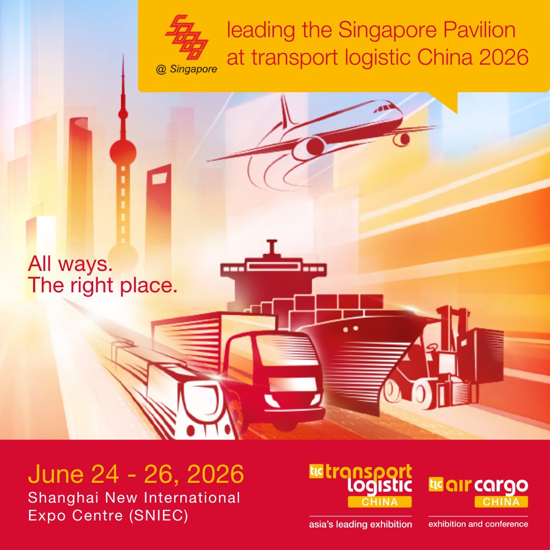 tlacSEA's tweet photo. SAAA@Singapore will lead the Singapore Pavilion at transport logistic China, showcasing #MadeinSingapore capabilities and innovations.

📍24–26 June 2026 | Shanghai New International Expo Centre (SNIEC)

Register: https://t.co/eBefQJhzor https://t.co/tdbf1WjvjJ