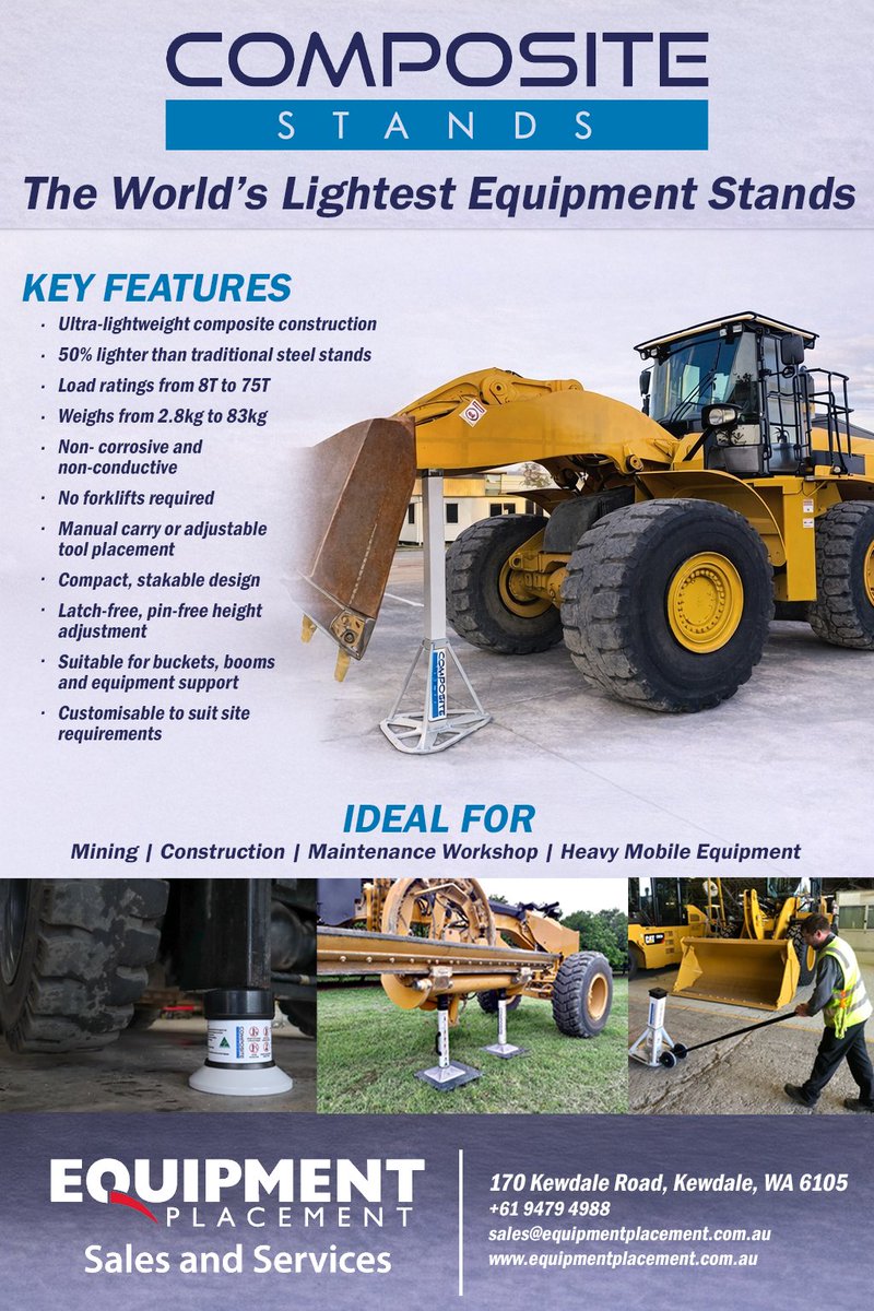 EquipPlacement's tweet photo. Supporting safer maintenance outcomes with Composite Stands™.
Composite Stands are a lightweight, non-corrosive alternative to traditional steel stands, reducing manual handling risks, improving efficiency.
sales@eqgroup.com.au | https://t.co/TSN4Y4jkux | +61 8 9479 4988 https://t.co/K0FNxuN03e