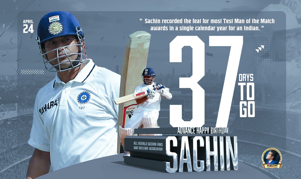 SachinArmyKera2's tweet image. Dominating Test Cricket like a Boss! 🤯🏏
​Sachin Tendulkar holds the Indian record for the most Test 'Man of the Match' awards in a single calendar year. The ultimate match-winner in the longest format! 🇮🇳✨
​#SachinTendulkar #37DaysToGo #TestCricket #CricketStats #ManOfTheMatch