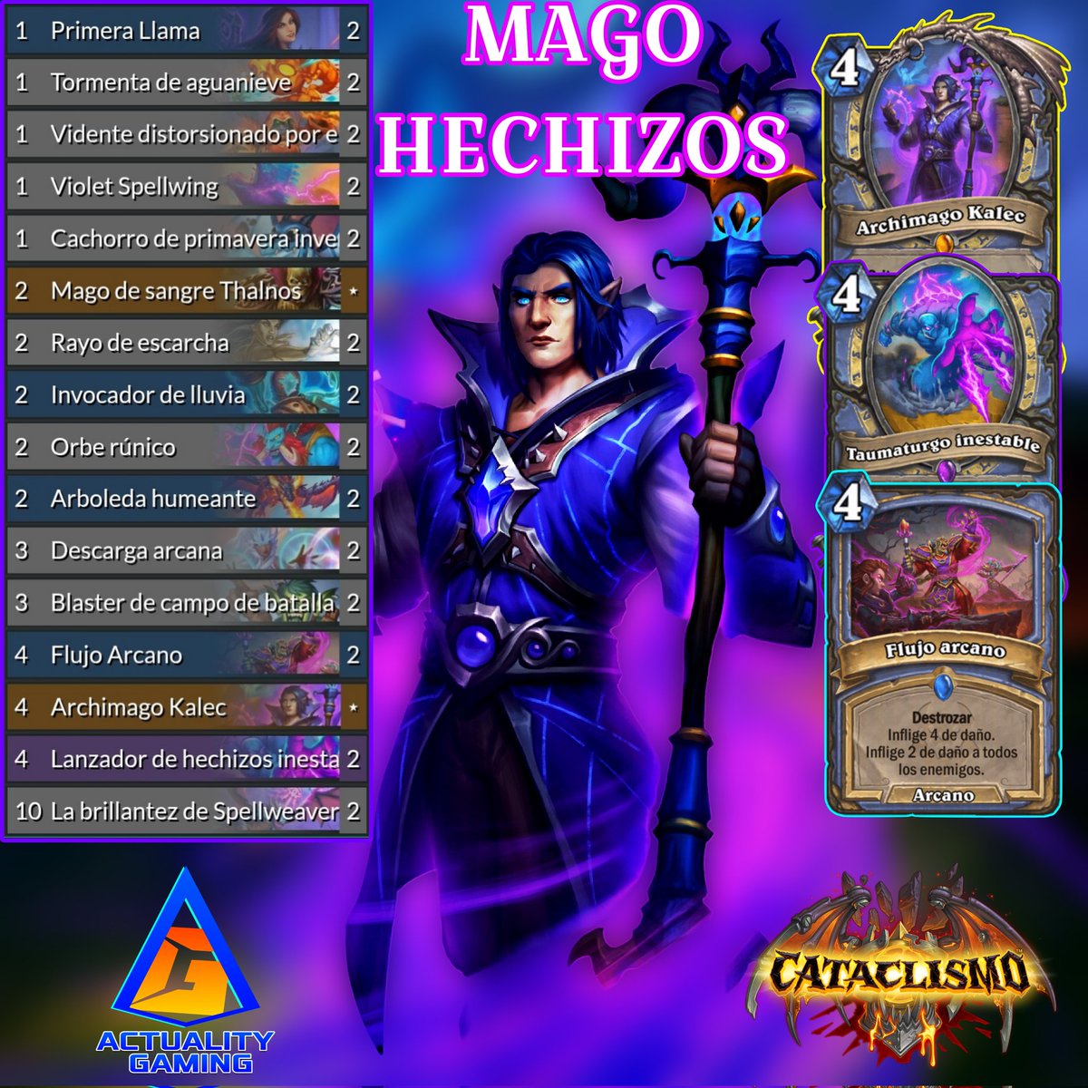 Actuality_Gamin's tweet photo. Mazo recomendado 
CATACLISMO 
CLASE MAGO
Código del Mazo en los comentarios 

#mazos 
#Hearthstone 
#HSCataclismoLATAM https://t.co/GDSjzHZTAB