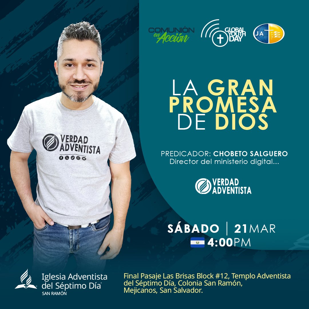 Invitados a adorar junto a la familia de la Iglesia Adventista San Ramón ⛪️
¡Dios tiene una bendición especial para ti! 🙏🏼 

#verdadadventista #adventistas7sv #adventistasdia #familiaadventista #adventistas #gyd26 #globalyouthday