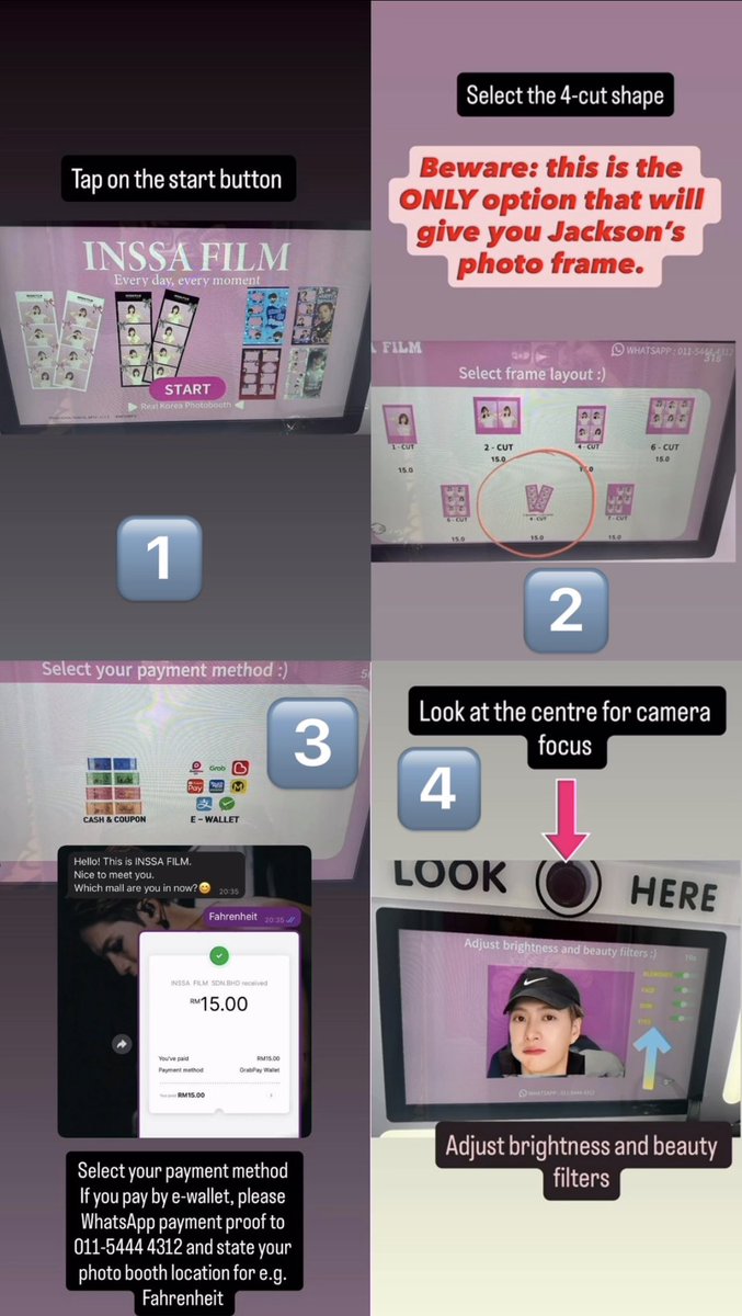 JacksonWang__MY's tweet photo. Photo Booth Event start today!

Here’s a guide to the process of taking photos at INSSA Film. Everyone can take note of it! 📸

Don’t forget to share your captures with us and use the hashtags!❤️

#JacksonWangBdayMY
#JackyMalaysia 
#JacksonWang #王嘉尔 #잭슨  #TEAMWANG  #teamwangrecords @JacksonWang852