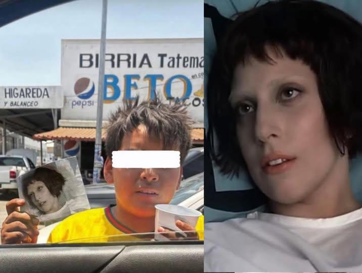 ขอทานเด็กเดินเคาะกระจกรถเพื่อขอเงิน อ้างจะเอาเงินไปรักษาป้าที่ป่วย แล้วรูปป้าที่ป่วยคือเลดี้กาก้า.........