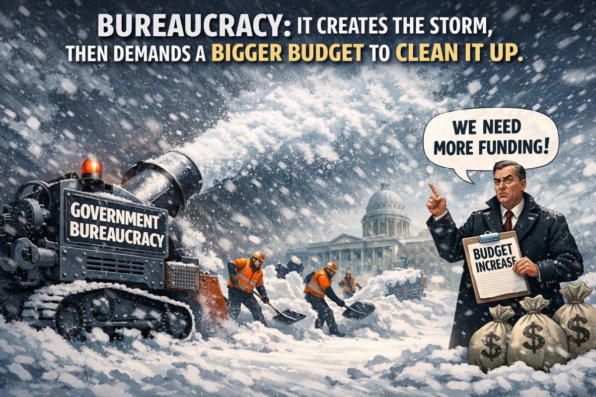 Government bureaucracy is like a snow machine that keeps blasting, then hires more people to shovel the mess it just made.

We’re told it exists to help. To protect. To serve. Nice story. But in practice, it behaves more like a self-preserving organism. It doesn’t solve problems