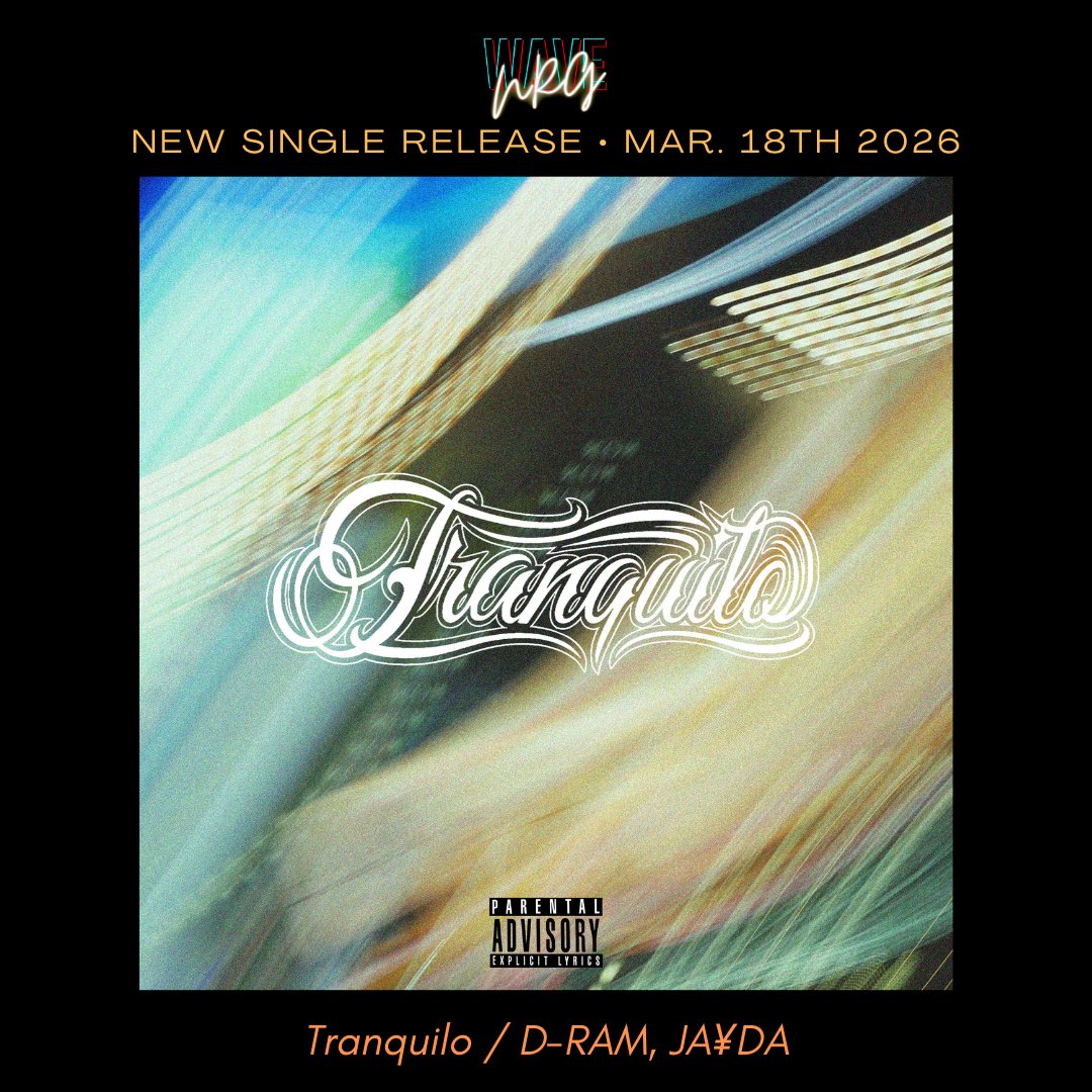 DJ_SWING_JPN's tweet photo. プロデュース、ミックス、マスタリングを担当したD-RAM & JA¥DAのニューシングル"Tranquilo"が本日リリース🔥

手前味噌ながらビートも彼らのリリックもパフォーマンスも鳴りも含めて最高にクールな仕上がりになってるので是非チェックしてください☑️

そしてリリースを記念して今夜19時あたりからD-RAM & JA¥DAと俺の3者でインスタライブやるのでそちらも是非視聴してね📱