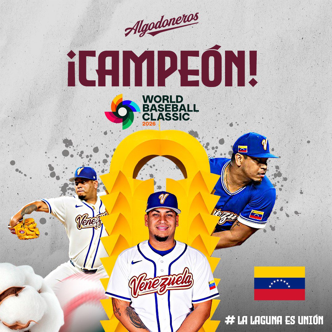 AlgodonerosUL's tweet photo. TENEMOS CAMPEÓN DEL MUNDO🔥💪
¡Felicidades, Ricardo Sánchez!😮‍💨

#LaLagunaEsUnión ⚾️ https://t.co/S7B1KPxdG1