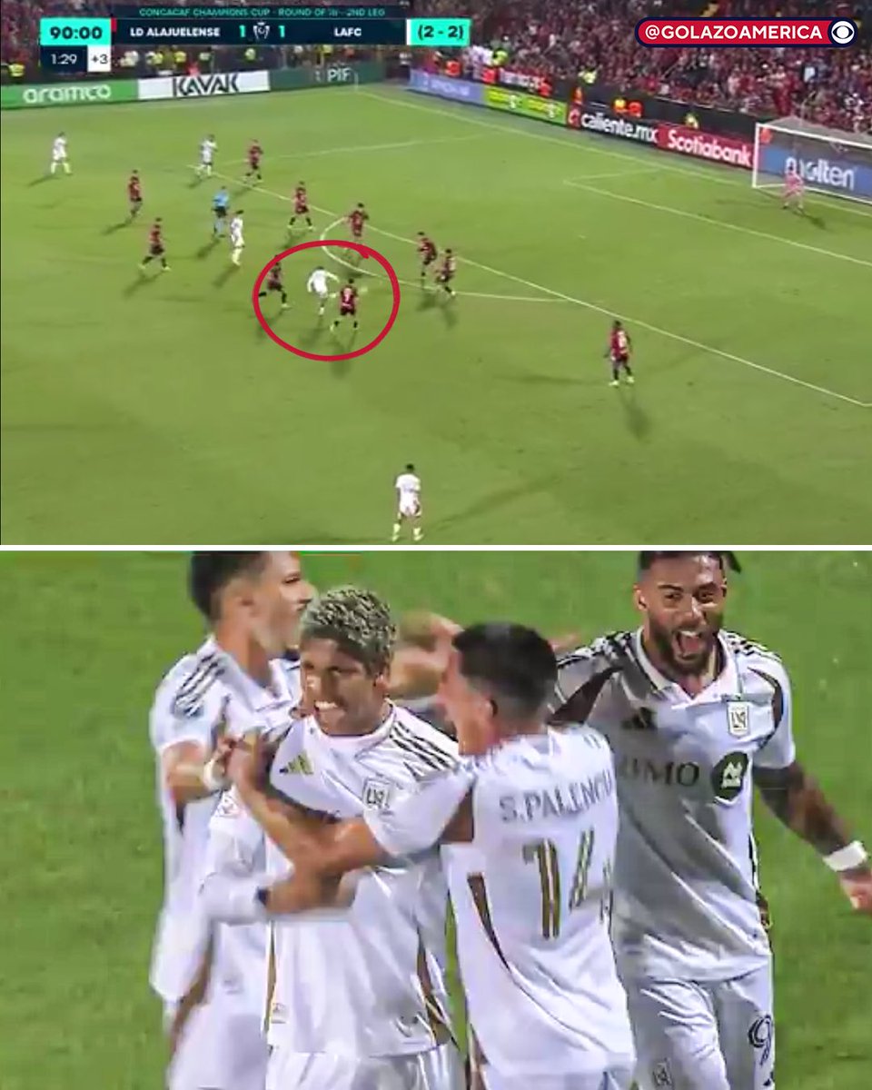 LAFC가 알라후엘렌세를 상대로 연장/추가시간 결승골을 기록했다는 게시물 이미지