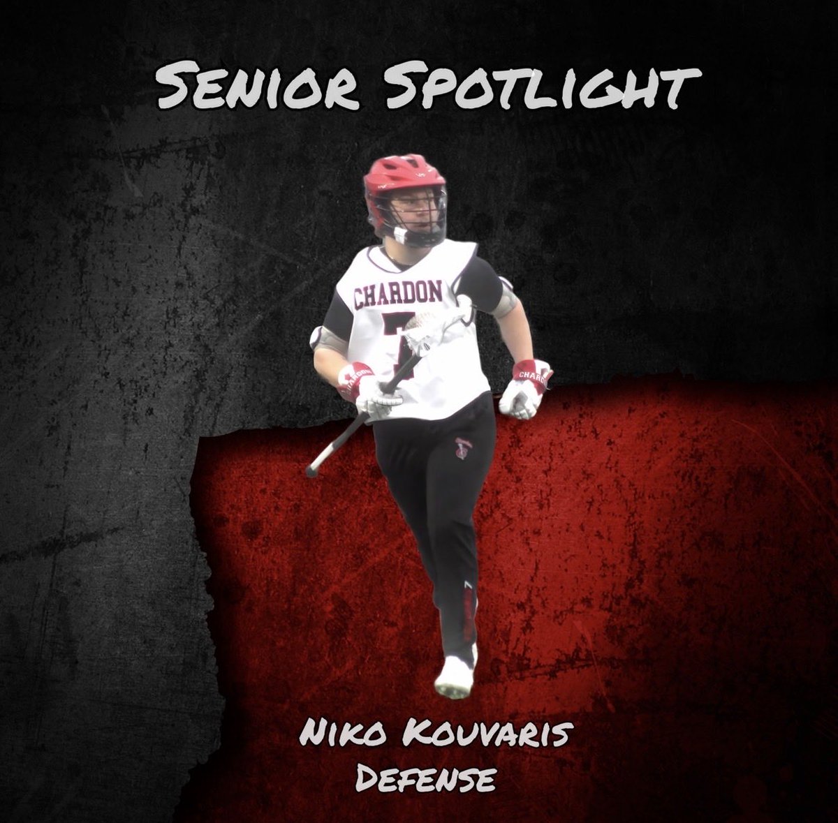 Name: Niko Kouvaris 
Hype song: Avenged Sevenfold - Hail to the King 
LAX Equipment: Head: ECD DNA, Shaft: ECD carbon 4.0 defense shaft.
Gameday meal: PBJ
Favorite restaurant: Texas Roadhouse 
Hobby outside lax: Working out fishing. 
Plans after graduation: Study to be a PT.