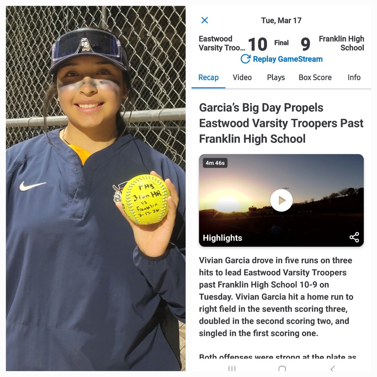 pac14007's tweet photo. V got a 3run💣HR top of the 7th to give the Troopers the lead! Way to hit, kid💪!! And good job girls way to play👏 @bench424nmore @DfwSho @d1vision_sb @Prep1USA @Fchavezeptimes @EastwoodSBall @EastwoodHQ  @OU_Softball @ArizonaSoftball @SoftballDown @LineDsoftball @ExtraInningSB https://t.co/goYPQobVQz