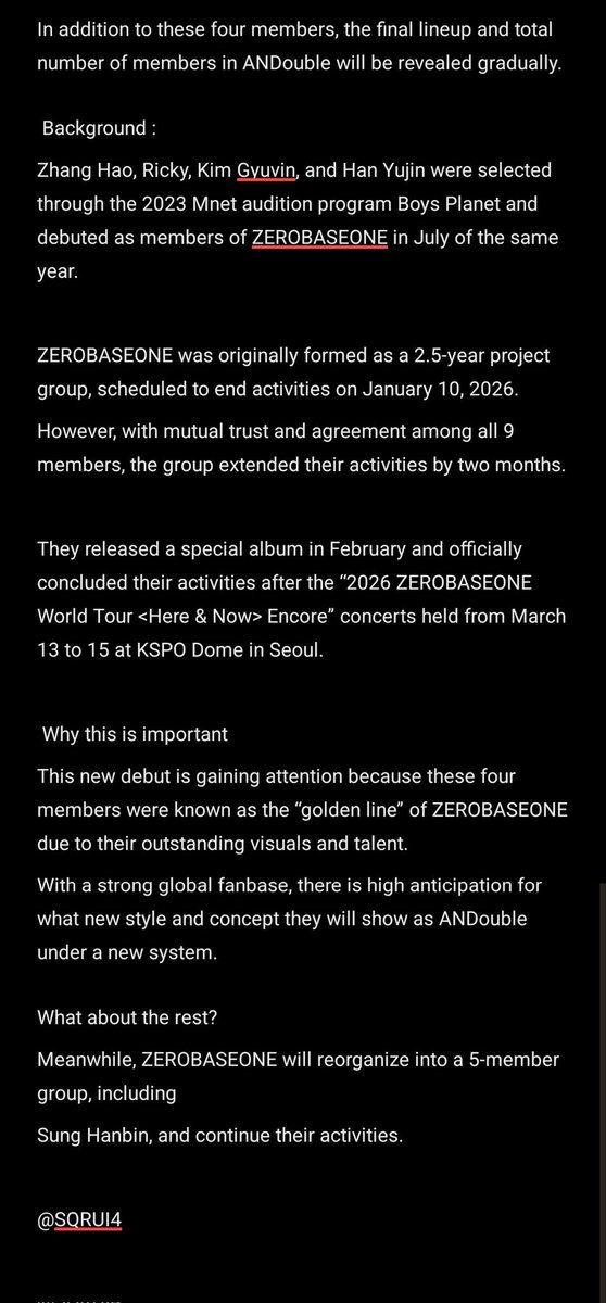 SQRUI4's tweet photo. According to a report on March 18, artists under YH Entertainment.. Zhang Hao, Ricky, Kim Gyuvin, and Han Yujin will debut as a new rookie group called ANDouble on May 26.
#ANDouble #RICKY #ZHANGHAO #HANYUJN #KIMGYUVIN https://t.co/R0X7ZNZEdL